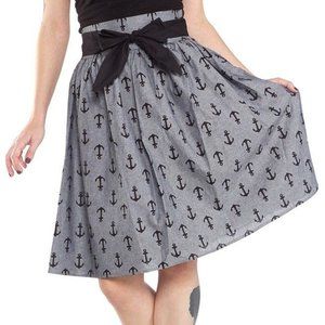 Modcloth Heartbreaker Chambray Anchor Gypsy Skirt